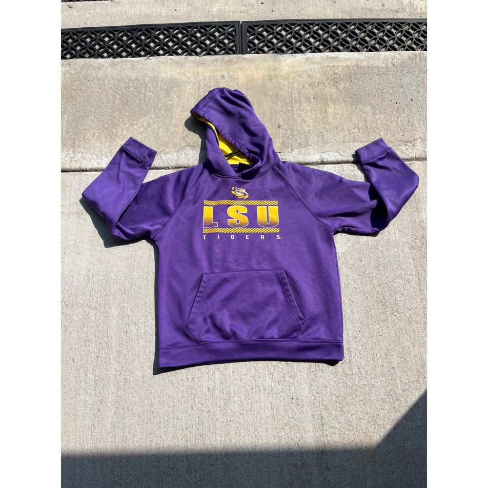 LSU Tigers Youth Hoodie Purple Yellow Graphic Sweatshirt Kids Raglan Sleeve